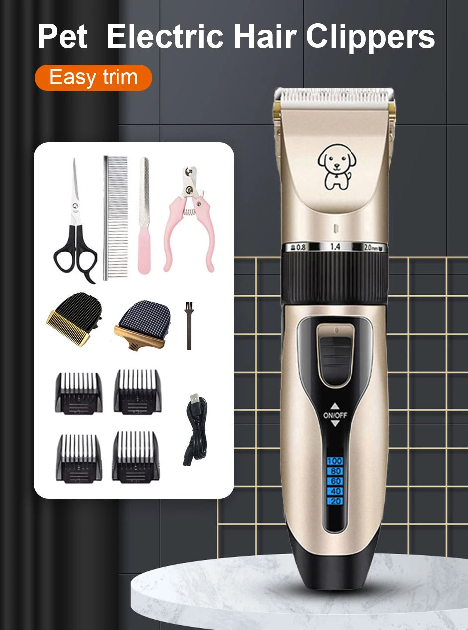 Professional Rechargeable Pet Hair Clipper – Low Noise Grooming Trimmer